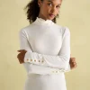 Amy Cream Long Sleeve High Neck Jersey Top