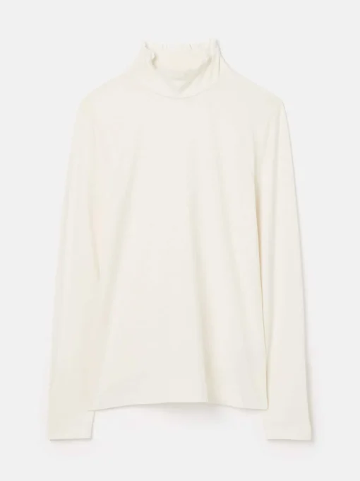 Amy Cream Long Sleeve High Neck Jersey Top