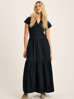 Ariana Navy Jersey Tiered Dress