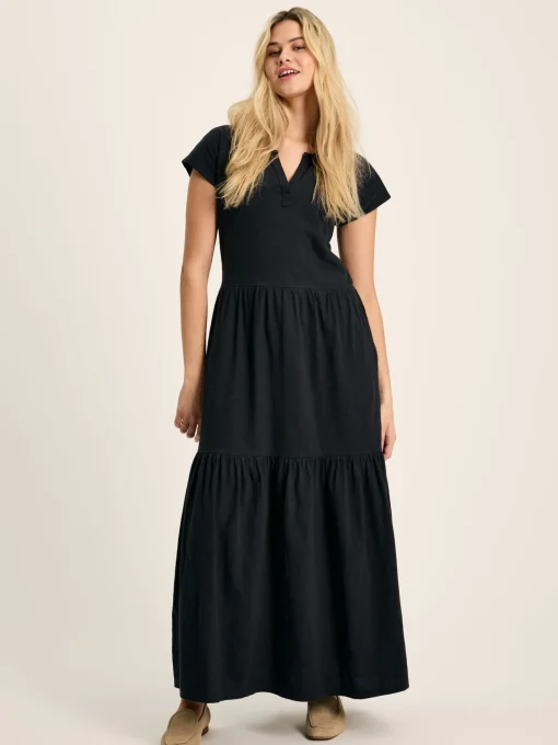 Ariana Navy Jersey Tiered Dress