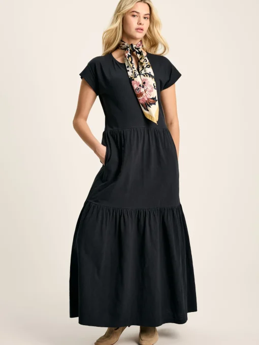 Ariana Navy Jersey Tiered Dress