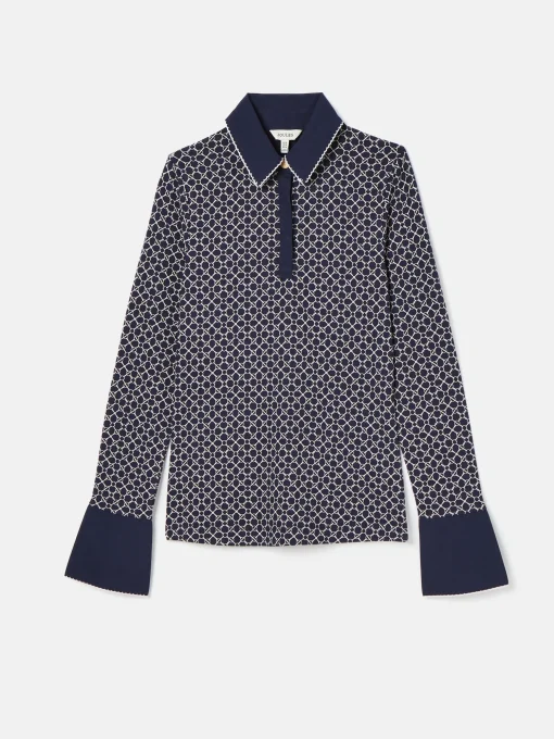 Cordelia Navy geo Long Sleeve Top