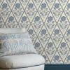 Cream/Blue Juliette Floral Print 10M Wallpaper