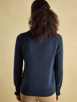Edith Navy Frill Neck Jumper