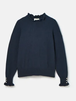 Edith Navy Frill Neck Jumper