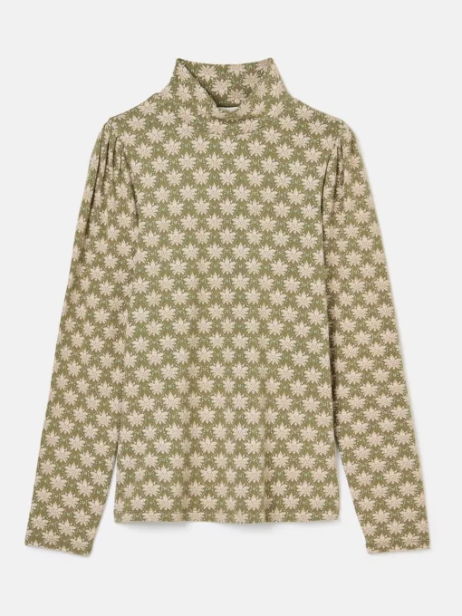 Elizabeth Green Floral High Neck Jersey Top