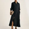 Erica Navy Button Through Cotton Shirt Dress