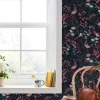 French Navy Fields Edge Floral 10M Wallpaper