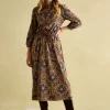 Hazel Brown Floral Jersey Shirt Dress