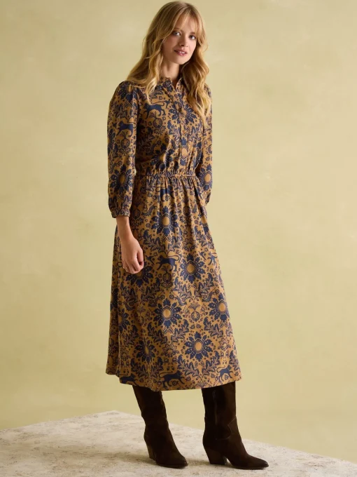Hazel Brown Floral Jersey Shirt Dress