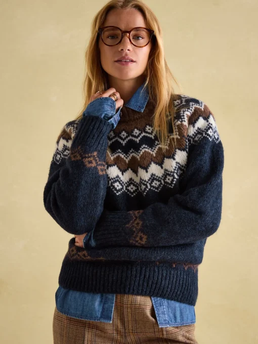 Lowry Navy/Camel Fair Isle Jumper