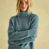 May Blue Merino Wool Jumper with Detachable Roll Neck