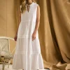 Ophelia White Sleeveless Tiered Dress