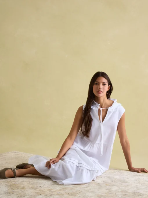 Ophelia White Sleeveless Tiered Dress