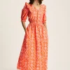 Rosalie Pink V-Neck Frill Dress