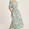 Rosalie Pink/Green V-Neck Frill Dress