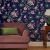 Royal Navy Vine Cottage Floral 10M Wallpaper