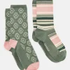 Women's Everyday Khaki Green 2 Pack Socks (size 4-8)